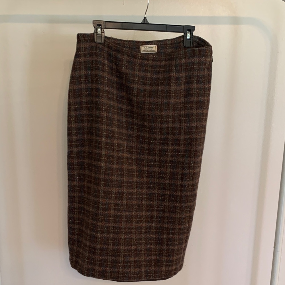 L.L. Bean Pendleton Brown Plaid Pencil Skirt